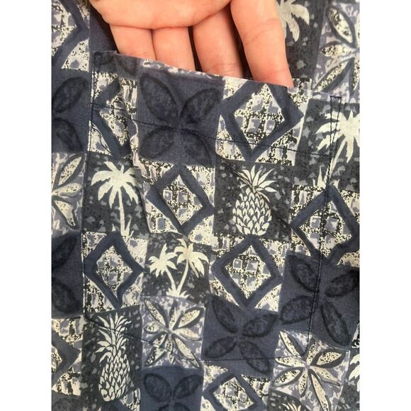 ONO & Company Mens Button Up Short Sleeve Shirt Floral Print Blue/Gray Size M - Picture 2 of 5